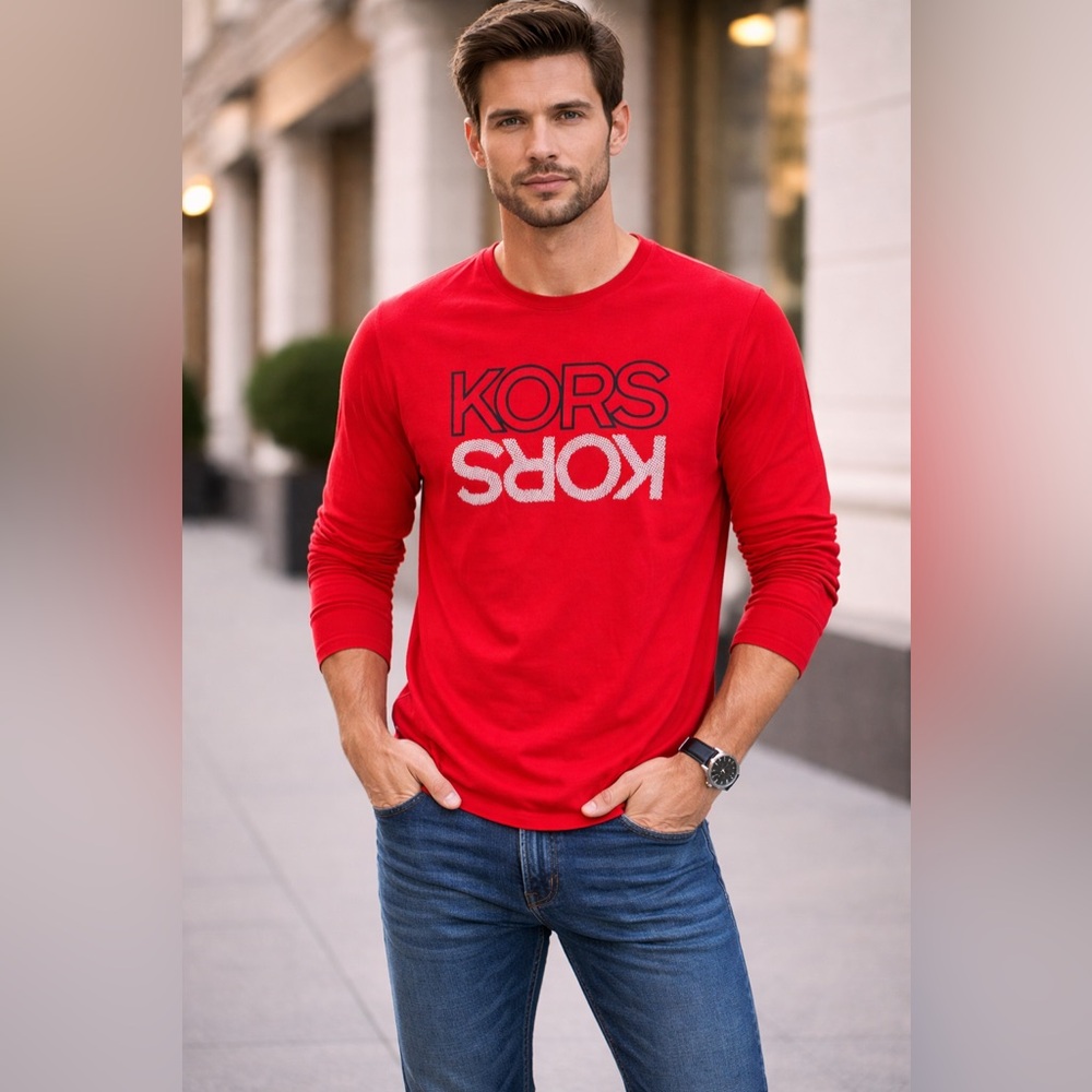 Michael Kors Bold Red Long Sleeve Tee